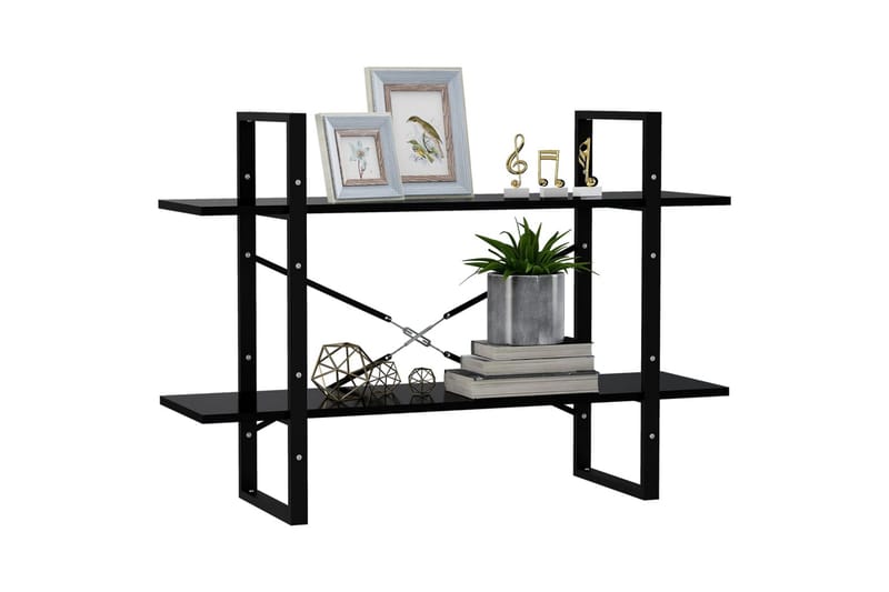 Bokhylla 2 hyllplan svart 100x30x70 cm spånskiva - Svart - Förvaring - Hyllor - Bokhylla