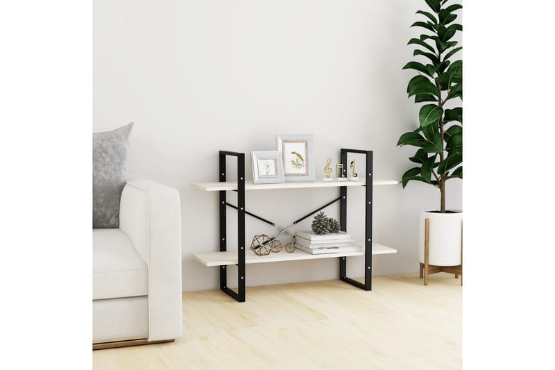 Bokhylla 2 hyllplan vit 100x30x70 cm massiv furu - Vit - Förvaring - Hyllor - Bokhylla