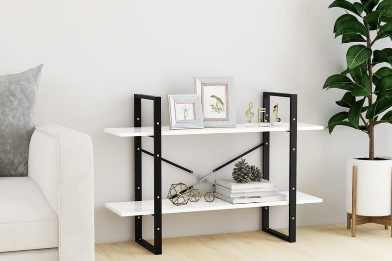 Bokhylla 2 hyllplan vit 100x30x70 cm spånskiva - Vit - Förvaring - Hyllor - Bokhylla