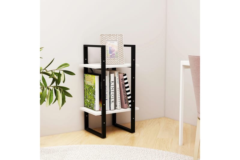 Bokhylla 2 hyllplan vit 40x30x70 cm massiv furu - Vit - Förvaring - Hyllor - Bokhylla