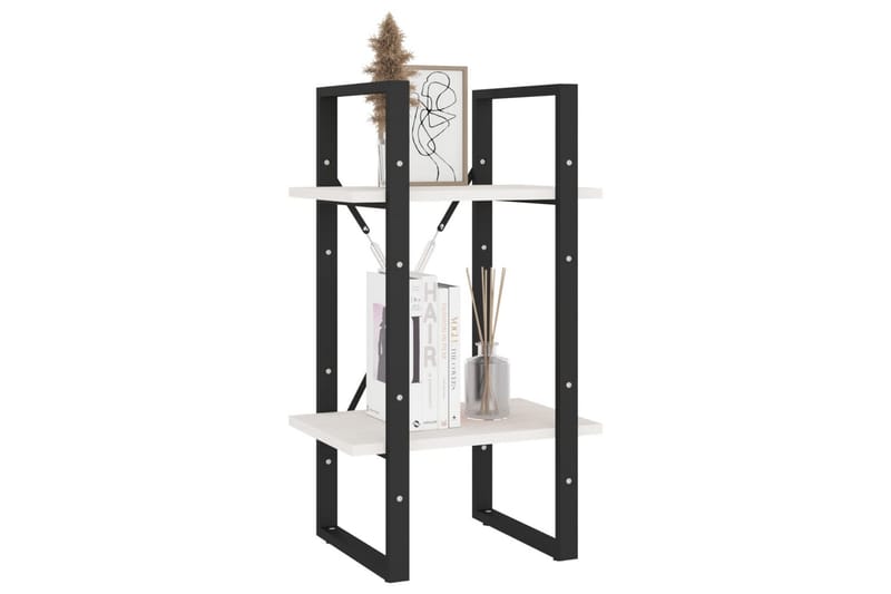 Bokhylla 2 hyllplan vit 40x30x70 cm massiv furu - Vit - Förvaring - Hyllor - Bokhylla