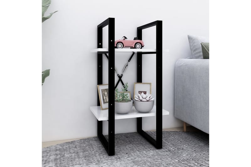 Bokhylla 2 hyllplan vit 40x30x70 cm spånskiva - Vit - Förvaring - Hyllor - Bokhylla