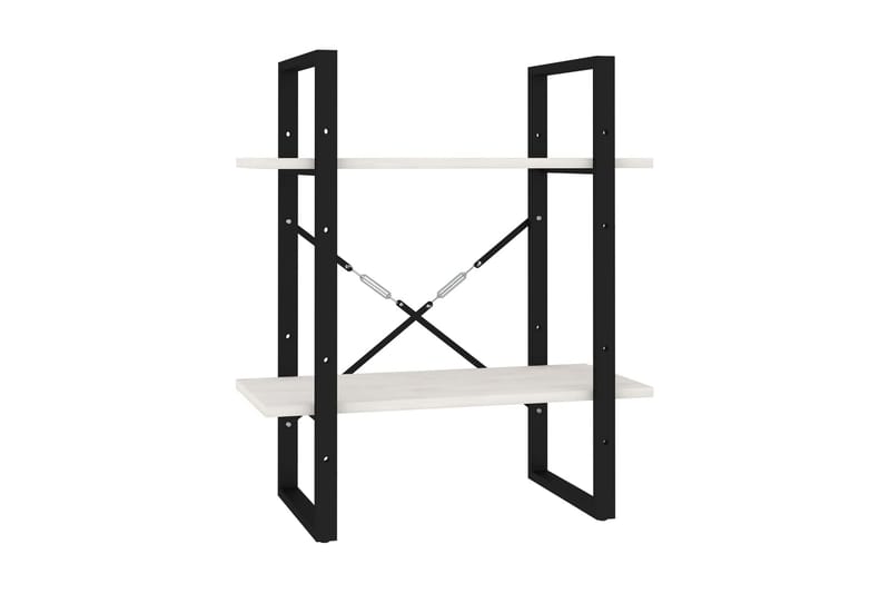 Bokhylla 2 hyllplan vit 60x30x70 cm massiv furu - Vit - Förvaring - Hyllor - Bokhylla