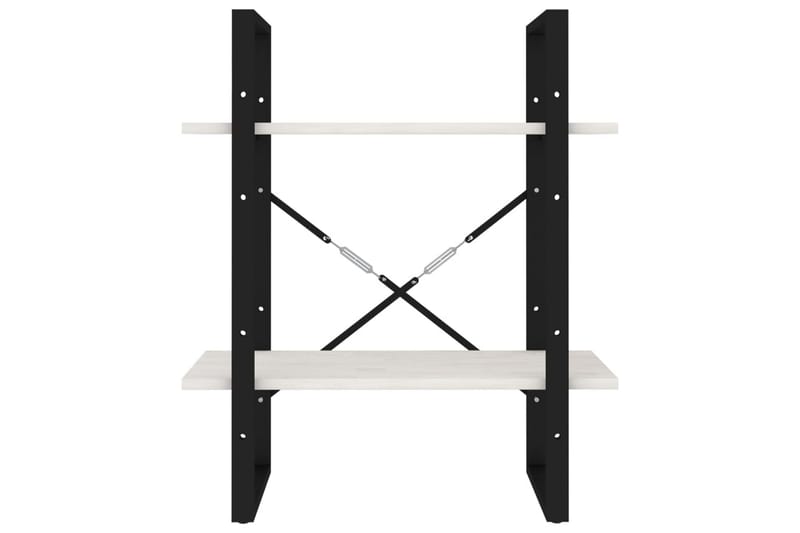 Bokhylla 2 hyllplan vit 60x30x70 cm massiv furu - Vit - Förvaring - Hyllor - Bokhylla