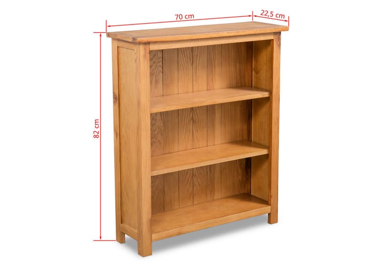 Bokhylla 3 hyllor 70x22,5x82 cm massiv ek - Brun - Förvaring - Hyllor - Bokhylla