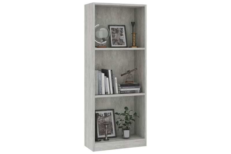 Bokhylla 3 hyllor betonggrå 40x24x108 cm spånskiva - Grå - Förvaring - Hyllor - Bokhylla