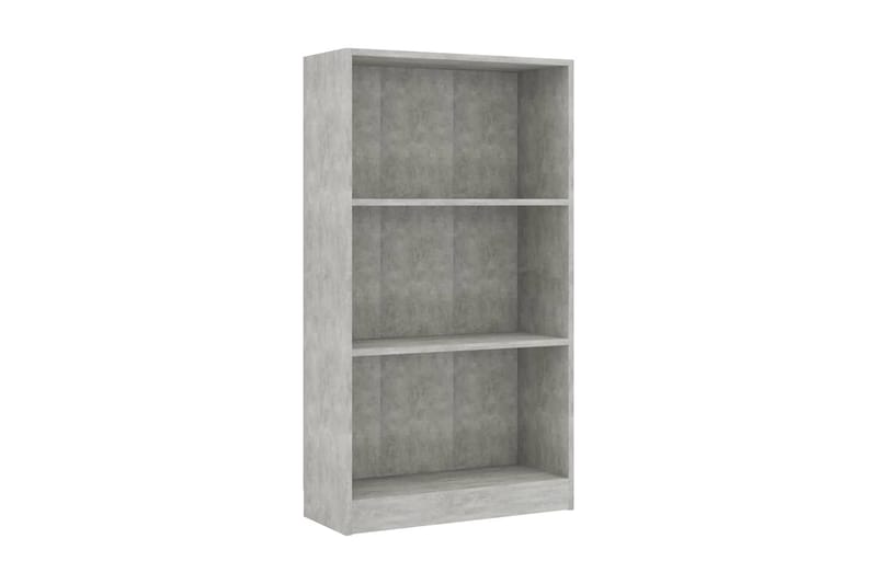 Bokhylla 3 hyllor betonggrå 60x24x108 cm spånskiva - Grå - Förvaring - Hyllor - Bokhylla