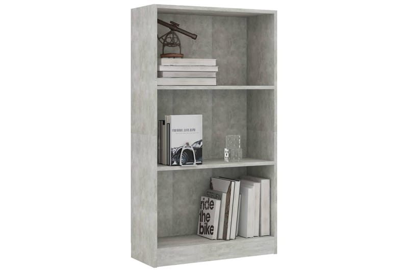 Bokhylla 3 hyllor betonggrå 60x24x108 cm spånskiva - Grå - Förvaring - Hyllor - Bokhylla