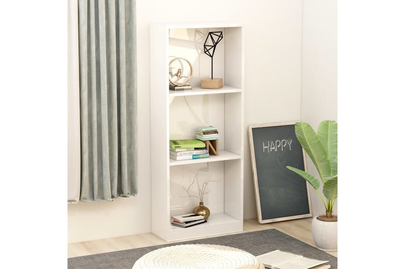Bokhylla 3 hyllor vit högglans 40x24x108 cm spånskiva - Vit - Förvaring - Hyllor - Bokhylla