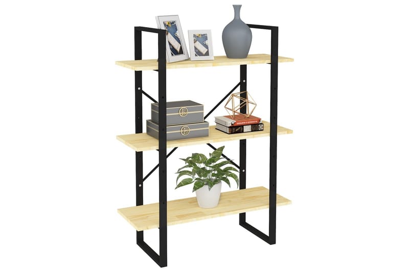 Bokhylla 3 hyllplan 80x30x105 cm massiv furu - Brun - Förvaring - Hyllor - Bokhylla