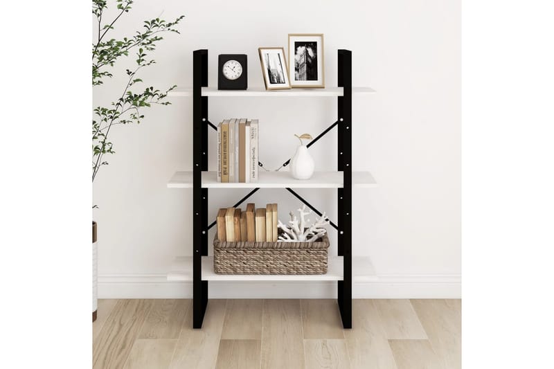 Bokhylla 3 hyllplan 80x30x105 cm massiv furu - Vit - Förvaring - Hyllor - Bokhylla