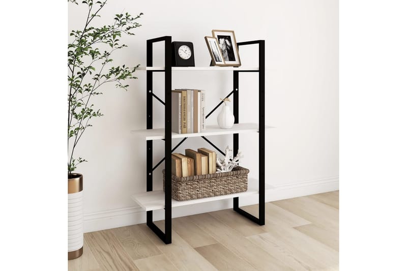 Bokhylla 3 hyllplan 80x30x105 cm massiv furu - Vit - Förvaring - Hyllor - Bokhylla