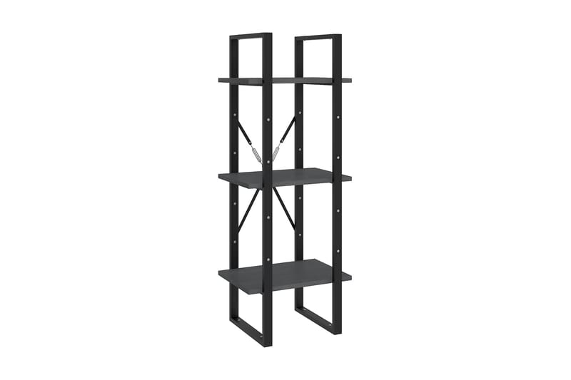 Bokhylla 3 hyllplan grå 40x30x105 cm massiv furu - Grå - Förvaring - Hyllor - Bokhylla