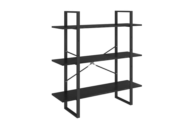 Bokhylla 3 hyllplan svart 100x30x105 cm massiv furu - Svart - Förvaring - Hyllor - Bokhylla
