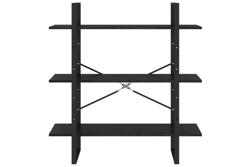 Bokhylla 3 hyllplan svart 100x30x105 cm massiv furu - Svart - Förvaring - Hyllor - Bokhylla
