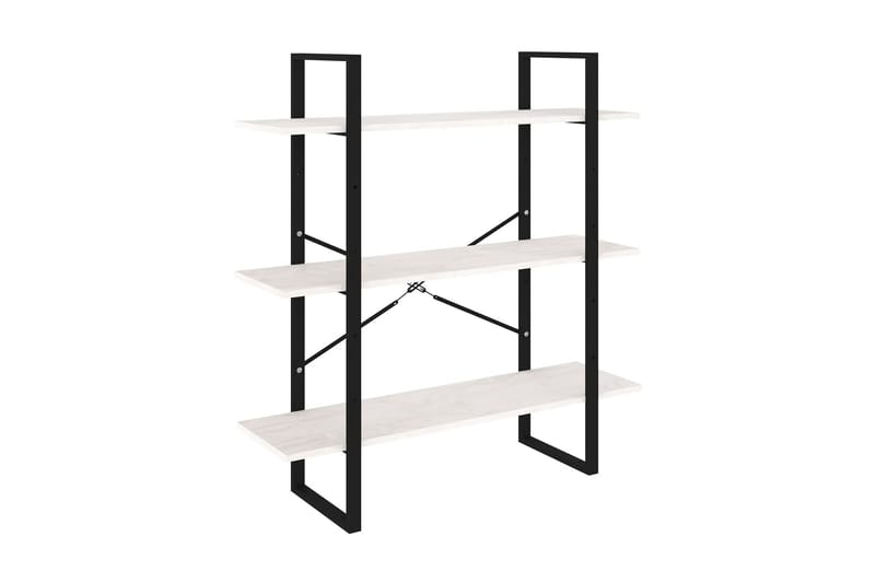 Bokhylla 3 hyllplan vit 100x30x105 cm massiv furu - Vit - Förvaring - Hyllor - Bokhylla