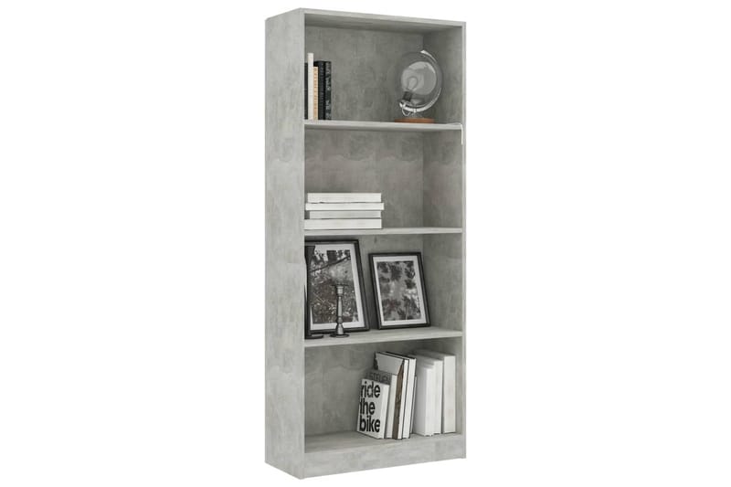 Bokhylla 4 hyllor betonggrå 60x24x142 cm spånskiva - Grå - Förvaring - Hyllor - Bokhylla