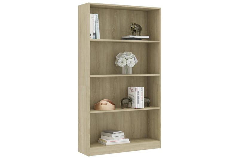 Bokhylla 4 hyllor sonoma-ek 80x24x142 cm spånskiva - Brun - Förvaring - Hyllor - Bokhylla