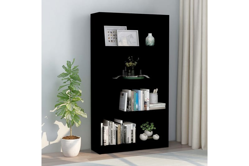 Bokhylla 4 hyllor svart 80x24x142 cm spånskiva - Svart - Förvaring - Hyllor - Bokhylla