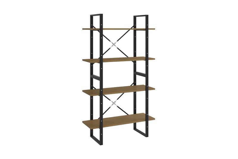 Bokhylla 4 hyllplan brun 80x30x140 cm massiv furu - Brun - Förvaring - Hyllor - Bokhylla
