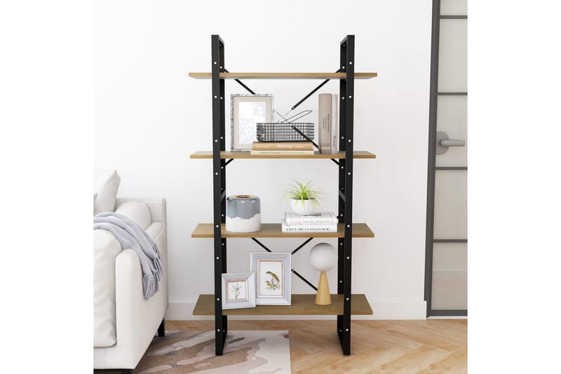 Bokhylla 4 hyllplan brun 80x30x140 cm massiv furu - Brun - Förvaring - Hyllor - Bokhylla