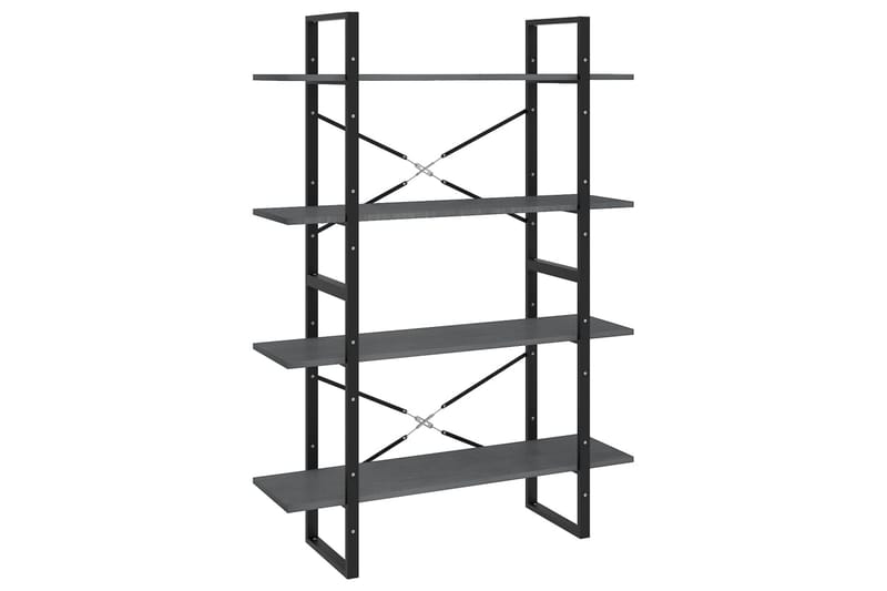 Bokhylla 4 hyllplan grå 100x30x140 cm massiv furu - Grå - Förvaring - Hyllor - Bokhylla