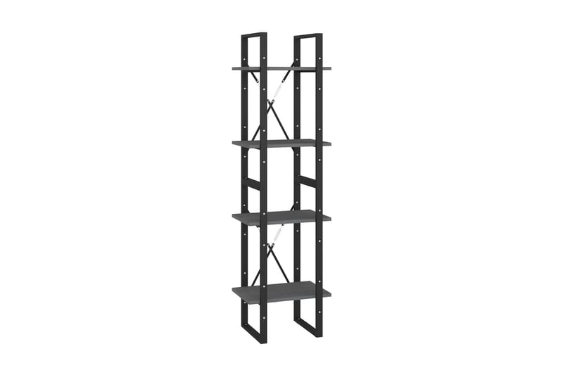 Bokhylla 4 hyllplan grå 40x30x140 cm massiv furu - Grå - Förvaring - Hyllor - Bokhylla