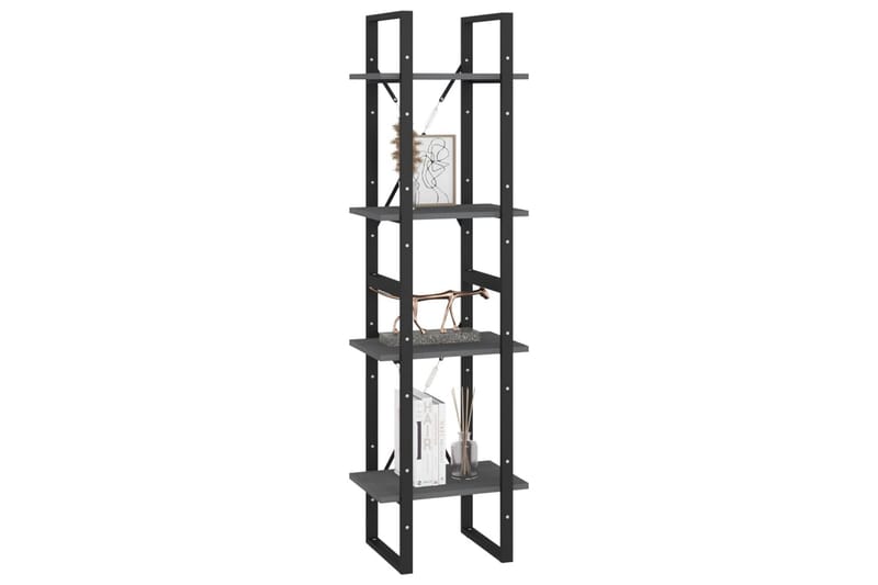 Bokhylla 4 hyllplan grå 40x30x140 cm massiv furu - Grå - Förvaring - Hyllor - Bokhylla