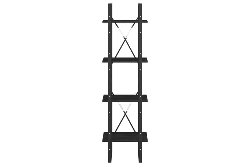 Bokhylla 4 hyllplan svart 40x30x140 cm massiv furu - Mörkgrå - Förvaring - Hyllor - Bokhylla