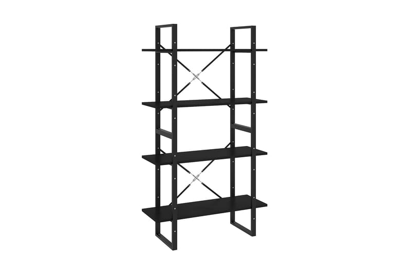 Bokhylla 4 hyllplan svart 80x30x140 cm massiv furu - Svart - Förvaring - Hyllor - Bokhylla