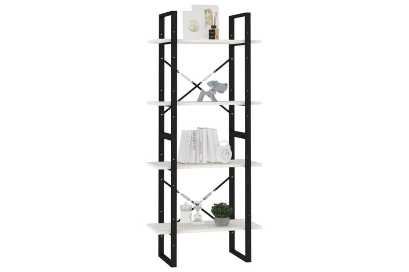 Bokhylla 4 hyllplan vit 60x30x140 cm massiv furu - Vit - Förvaring - Hyllor - Bokhylla