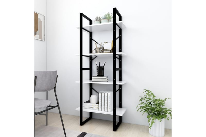 Bokhylla 4 hyllplan vit 60x30x140 cm spånskiva - Vit - Förvaring - Hyllor - Bokhylla