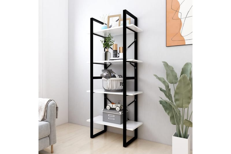 Bokhylla 4 hyllplan vit 60x30x140 cm spånskiva - Vit - Förvaring - Hyllor - Bokhylla