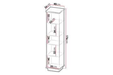 Bokhylla 40 cm i Ek - Svart|Brun - Förvaring - Hyllor - Bokhylla