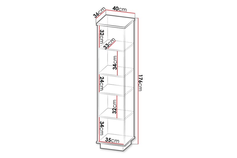 Bokhylla 40 cm i Ek - Svart|Brun - Förvaring - Hyllor - Bokhylla