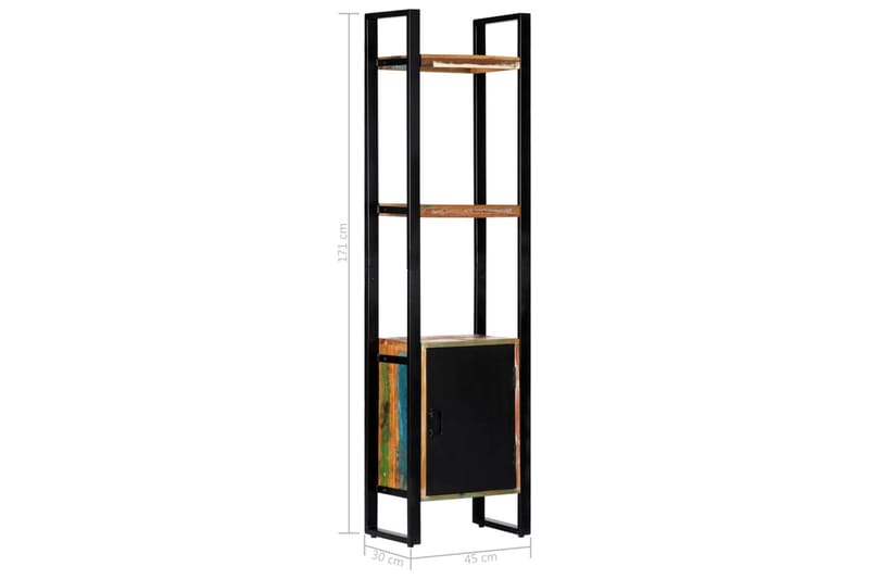 Bokhylla 45x30x171 cm massivt återvunnet trä - Flerfärgad - Förvaring - Hyllor - Bokhylla