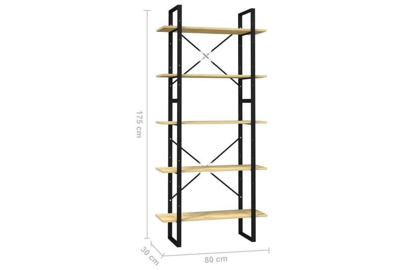 Bokhylla 5 hyllor 80x30x175 cm furu - Brun - Förvaring - Hyllor - Bokhylla