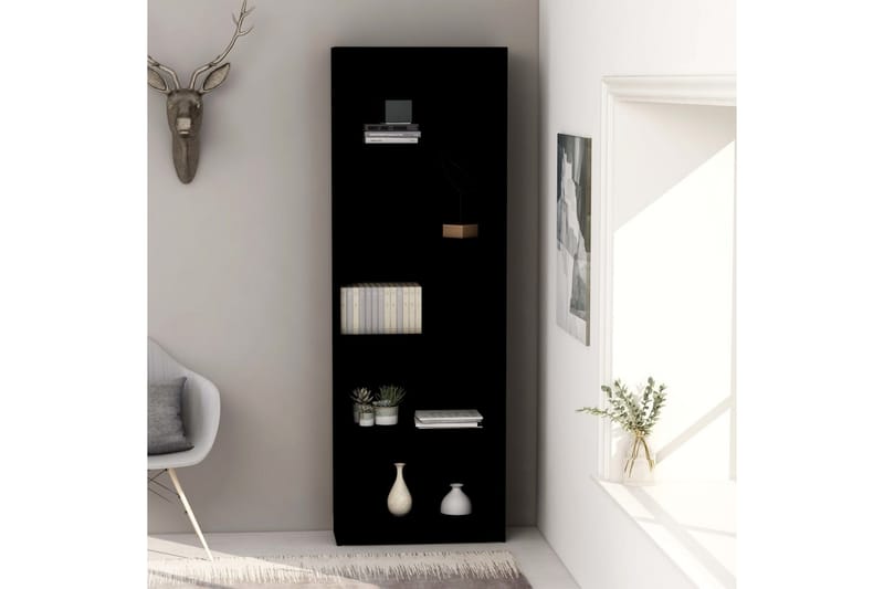 Bokhylla 5 hyllor svart 60x24x175 cm spånskiva - Svart - Förvaring - Hyllor - Bokhylla