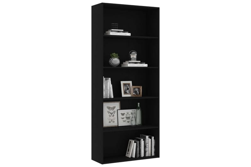 Bokhylla 5 hyllor svart 80x30x189 cm spånskiva - Svart - Förvaring - Hyllor - Bokhylla