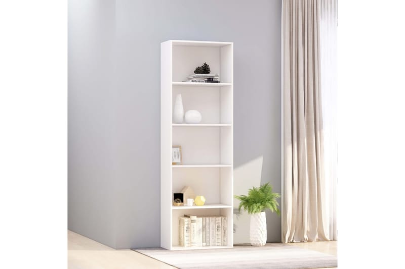 Bokhylla 5 hyllor vit 60x30x189 cm spånskiva - Vit - Förvaring - Hyllor - Bokhylla