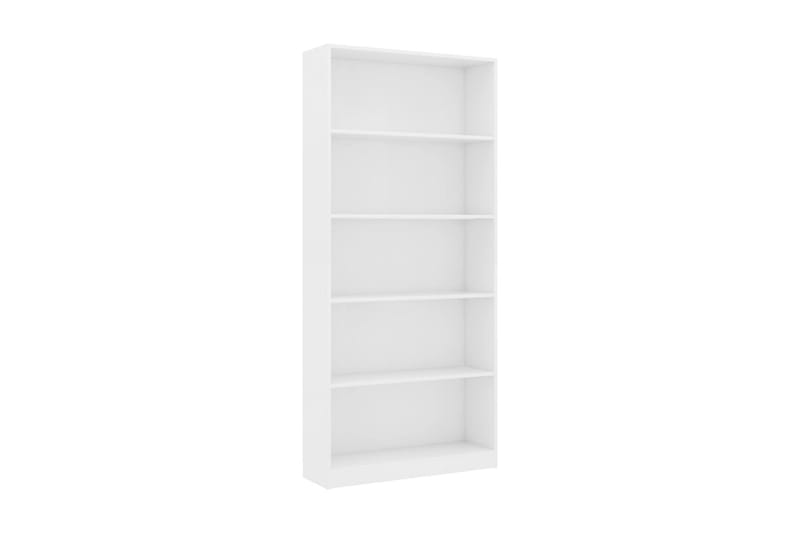 Bokhylla 5 hyllor vit 80x24x175 cm spånskiva - Vit - Förvaring - Hyllor - Bokhylla