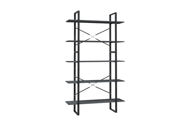 Bokhylla 5 hyllplan grå 100x30x175 cm furu - Grå - Förvaring - Hyllor - Bokhylla
