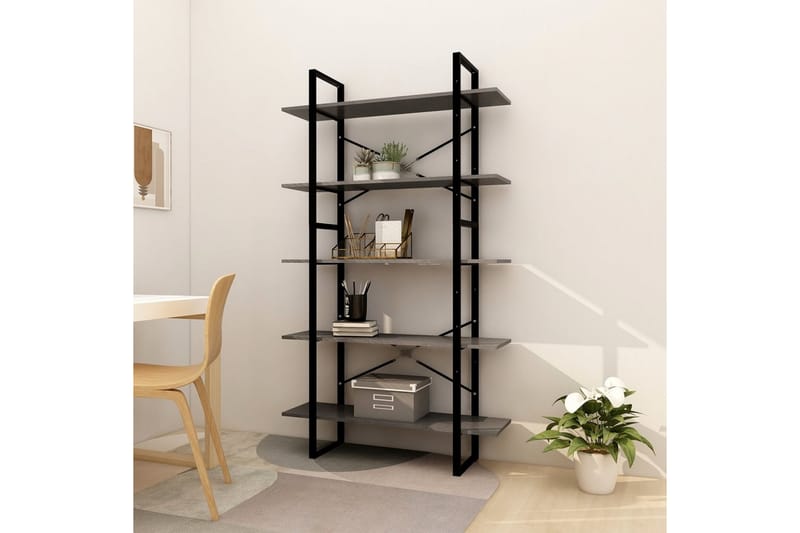 Bokhylla 5 hyllplan grå 100x30x175 cm furu - Grå - Förvaring - Hyllor - Bokhylla