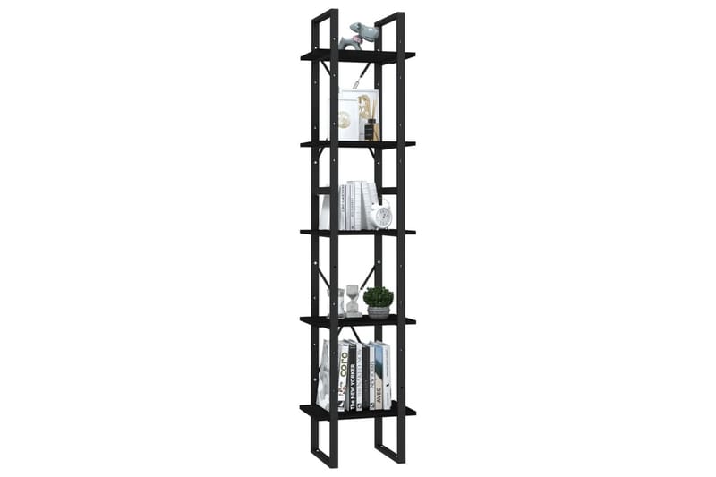 Bokhylla 5 hyllplan svart 40x30x175 cm furu - Svart - Förvaring - Hyllor - Bokhylla