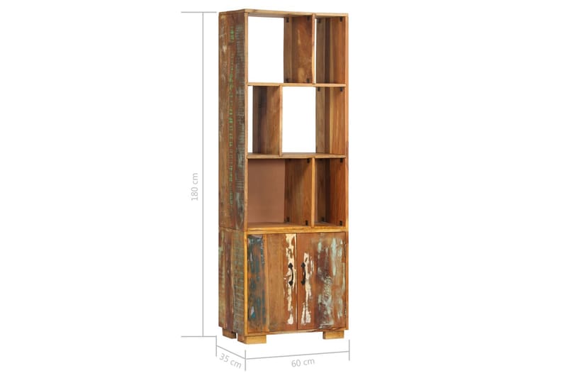 Bokhylla 60x35x180 cm massivt återvunnet trä - Flerfärgad - Förvaring - Hyllor - Bokhylla