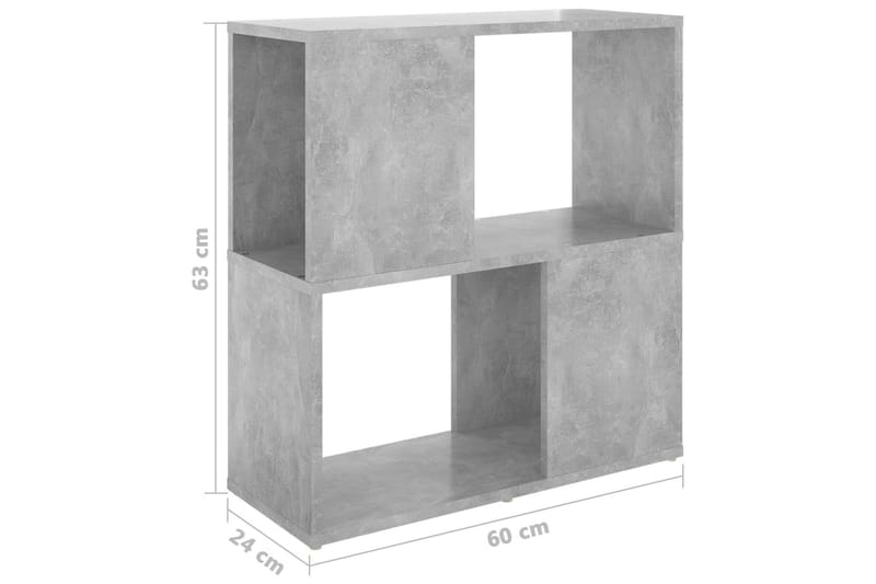 Bokhylla betonggrå 60x24x63 cm spånskiva - Betonggrå - Förvaring - Hyllor - Bokhylla