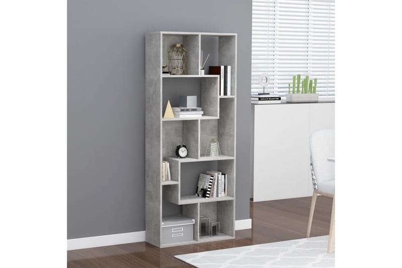 Bokhylla betonggrå 67x24x161 cm spånskiva - Grå - Förvaring - Hyllor - Bokhylla