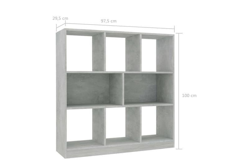Bokhylla betonggrå 97,5x29,5x100 cm spånskiva - Grå - Förvaring - Hyllor - Bokhylla