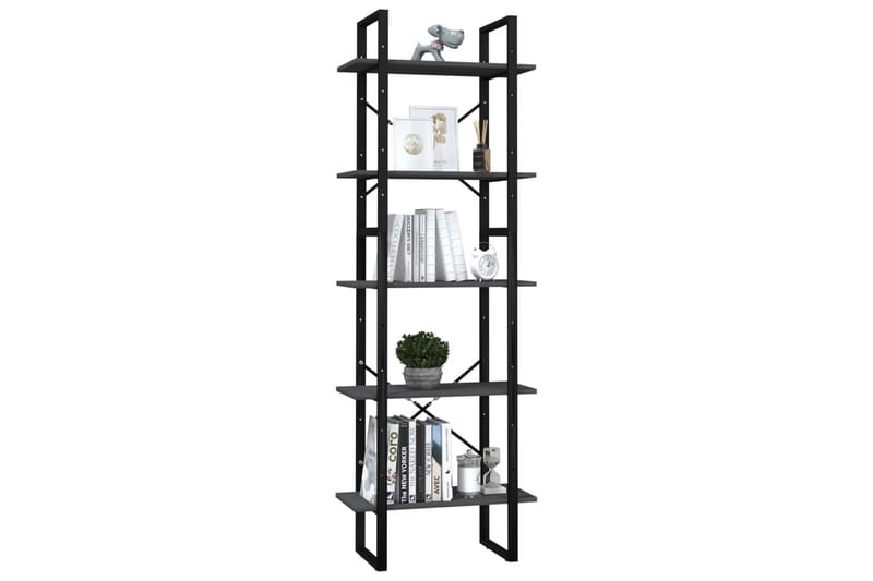Bokhylla med 5 hyllplan grå 60x30x175 cm furu - Grå - Förvaring - Hyllor - Bokhylla