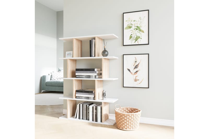 Bokhylla Nachusa Bokhylla 90x25 cm Trä/Natur, Vit - Förvaring - Hyllor - Bokhylla
